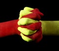 Red and yellow hands