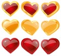 Red and yellow hearts
