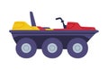 Red and Yellow Heavy Machinery as Rescue Equipment and Emergency Vehicle for Urgent Saving of Life Vector Illustration