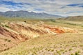 red-yellow hills of an ancient relict lake in Altai