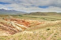 red-yellow hills of an ancient relict lake in Altai