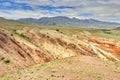 red-yellow hills of an ancient relict lake in Altai