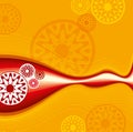 Red yellow lace ornament background