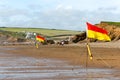 Red and yellow lifeguard flags