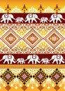 Red yellow light Pixel art traditional Thai elephant ethnic geometric abstract textile pattern illustration vector design Royalty Free Stock Photo