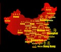 Map of China with Chinese Cities in English and Chinese