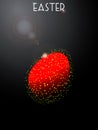 Red and yellow neon Easter egg on black background Royalty Free Stock Photo
