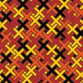 Red, yellow, orange, black colored tiled mosaic crosses seamless pattern print Royalty Free Stock Photo