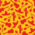 Red and yellow outline mexican seamless pattern