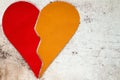 Red and yellow parts of heart Royalty Free Stock Photo
