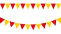 Red and yellow party garlands with pennants. Vector buntings set II. Royalty Free Stock Photo