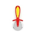 Red and yellow pizza cutter isolated on white background Royalty Free Stock Photo