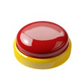 Shiny Red Yellow Push Button 3D Render Design ui art web app icon game round isolated on white background Royalty Free Stock Photo