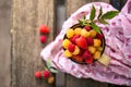 Red and yellow raspberries, top view Royalty Free Stock Photo