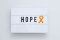 Red-yellow ribbon as symbol awareness of World hepatitis day on lightbox