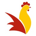 Red yellow rooster logo, flat style