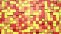 Red and yellow small box cube random geometric background. Abstract square pixel mosaic illustration. Land block background. Royalty Free Stock Photo