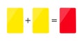 Red and yellow soccer cards. Two yellow cards equal one red. Football concept. Vector