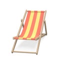 Red and yellow striped beach chair. Realistic 3D deck chair isolated on white background. Summertime object. Vector illustration Royalty Free Stock Photo