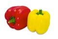 Red and Yellow Sweet ripe bell peppers isolated on white background Royalty Free Stock Photo