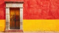 Red and yellow textured wall with vintage window