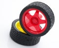 Red and Yellow toy car wheel Royalty Free Stock Photo
