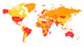 Red-Yellow Vector Map of The World