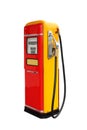 Red and yellow vintage gasoline fuel pump Royalty Free Stock Photo