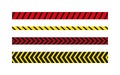 Red yellow warning tapes, set sale tape. Custom line for marketing sign. Signal protective tape, striped sale bands