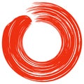 Red Zen Enso Japanese Circle Brush Stroke Sumi-e Vector Illustration Logo Design Vector Royalty Free Stock Photo