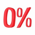 Red zero percent sign icon, cartoon style Royalty Free Stock Photo
