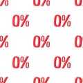 Red zero percent sign pattern seamless vector Royalty Free Stock Photo