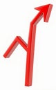 Red zig zag 3d up and down arrow path  on white background illustration Royalty Free Stock Photo