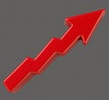 Red zig zag shape render up arrow symbol on white background illustration Royalty Free Stock Photo