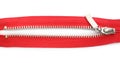 Red zipper on white background, top view Royalty Free Stock Photo