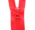 Red zipper on white background, top view Royalty Free Stock Photo