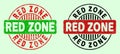 RED ZONE Round Bicolour Watermarks - Scratched Style