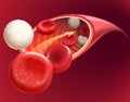 Illustration of circulating blood containing both red and white blood cells