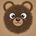 Kawaii Brown Bear Head Illustration