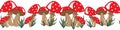 Redcap Mushroom Repeat Pattern Horizontal Border Royalty Free Stock Photo