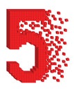 Vector illustrated 3d digit number five of red cubes Royalty Free Stock Photo