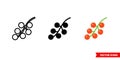 Redcurrant icon of 3 types color, black and white, outline. Isolated vector sign symbol