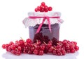 Redcurrant jam with fresh redcurrants Royalty Free Stock Photo