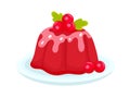 Redcurrant jelly pudding. Flat vector clipart, illustration Royalty Free Stock Photo