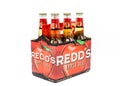 Fayetteville,North Carolina / USA - March 01 2019 : REDD`S APPLE ALE BEER on white background.