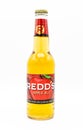 Fayetteville,North Carolina / USA - March 01 2019 : REDD`S APPLE ALE BEER on white background.