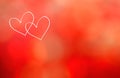 Reddish background with two white hearts