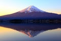 The Reddish Mountain Fuji And Reflection