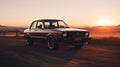 Reddishbrown Car In Field: Detailed Realism With Lo-fi Aesthetics Royalty Free Stock Photo