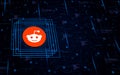 Reddit logo icon on technological background with code elements Royalty Free Stock Photo